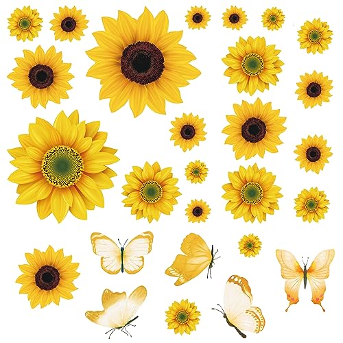 AOWDIAO Sunflower Peel and Stick Wall Decals, Sunflower Decorations for Bedroom, Kitchen, Bathroom, Living Room - Image 1