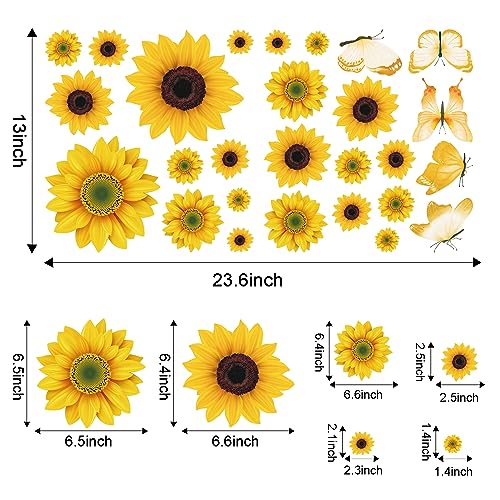 AOWDIAO Sunflower Peel and Stick Wall Decals, Sunflower Decorations for Bedroom, Kitchen, Bathroom, Living Room - Image 2