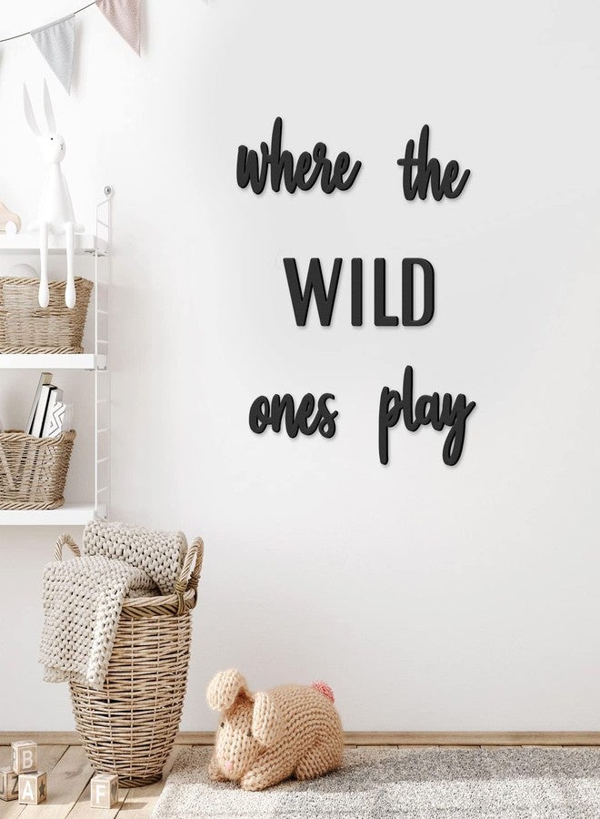 Xylolfsty Playroom Wall Decor, Where The Wild Ones Play Sign - Wooden Wall Art for Boys & Girls Toy Room, Toddler Nursery, Bedroom - 8 pcs - Image 1