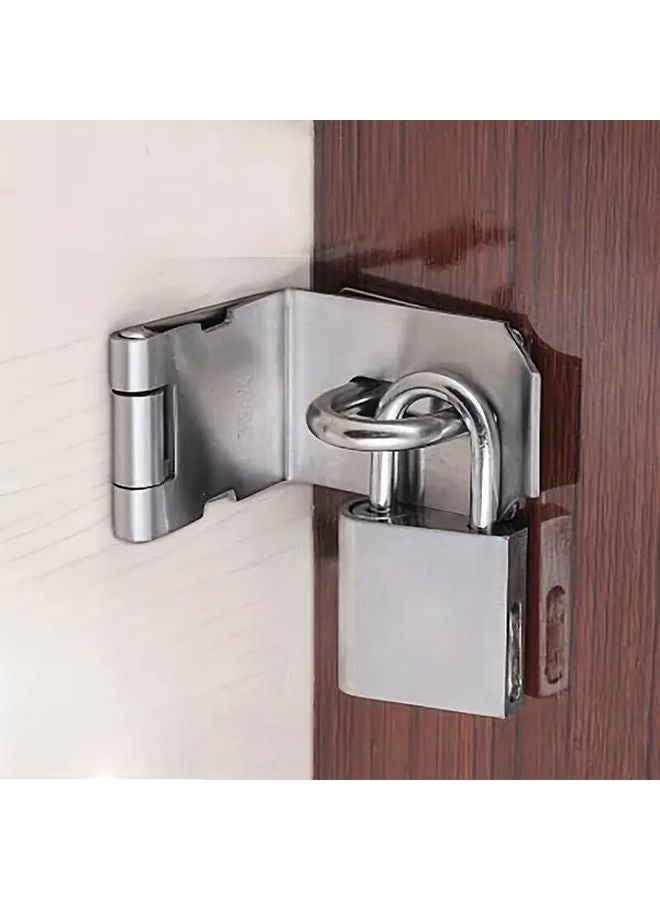 1 Set Silvery Heavy Duty Stainless Steel Gate Hasp Lock Rust Resistant Outdoor Security - Image 2