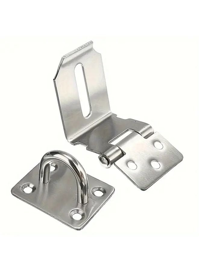 1 Set Silvery Heavy Duty Stainless Steel Gate Hasp Lock Rust Resistant Outdoor Security - Image 4