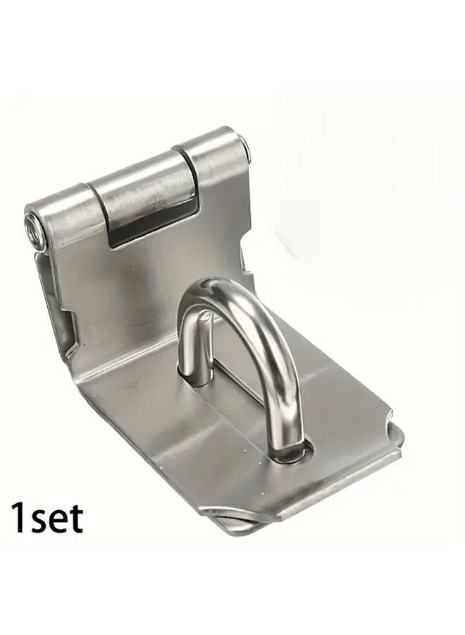 1 Set Silvery Heavy Duty Stainless Steel Gate Hasp Lock Rust Resistant Outdoor Security - Image 1