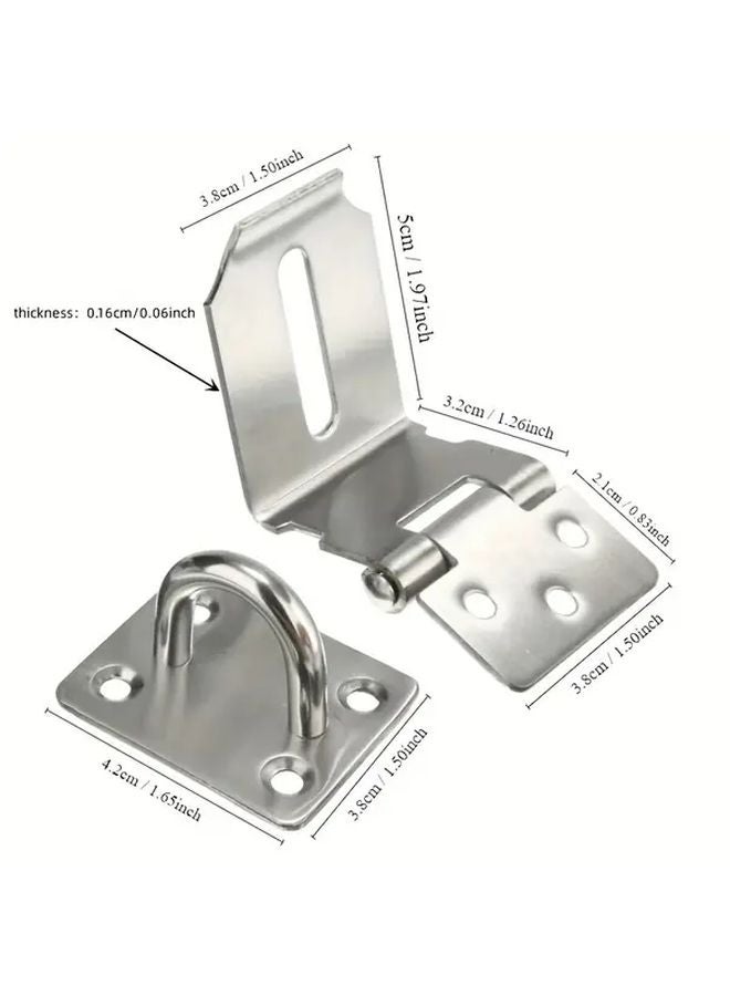 1 Set Silvery Heavy Duty Stainless Steel Gate Hasp Lock Rust Resistant Outdoor Security - Image 3