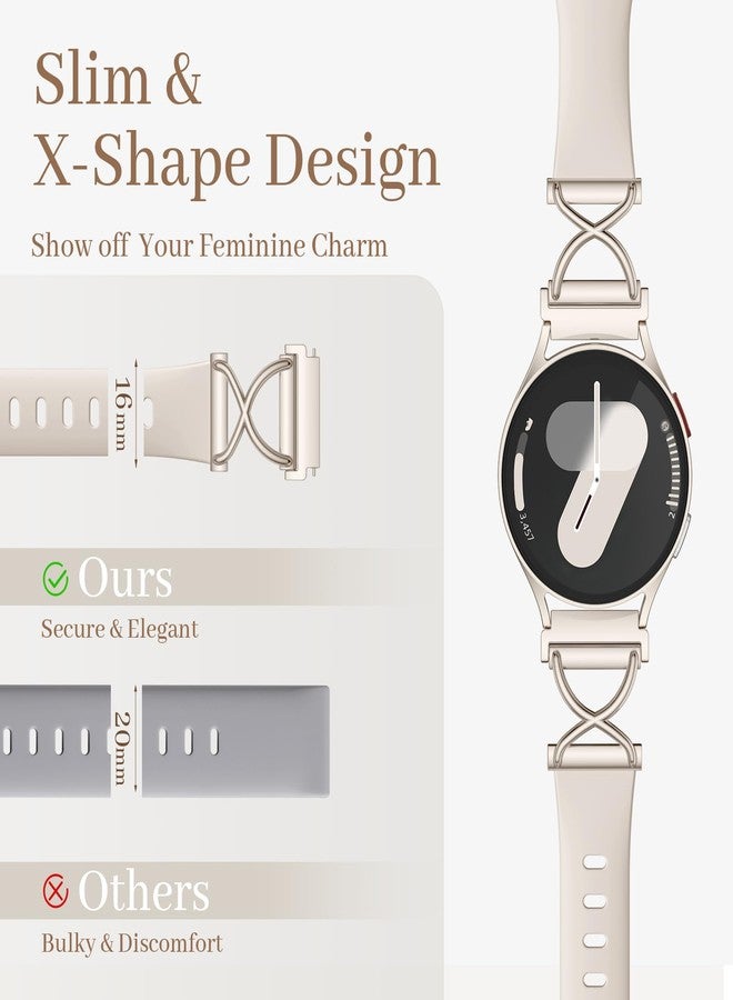 Getino Slim Bands Compatible with Samsung Galaxy Watch 7 Band 6 5 4 FE Active 2 40mm 44mm/Galaxy Watch 6 4 Classic/5 Pro, 20mm Watch Band Skinny Slim Silicone Sport Strap for Samsung Watch Bands Women - Image 2