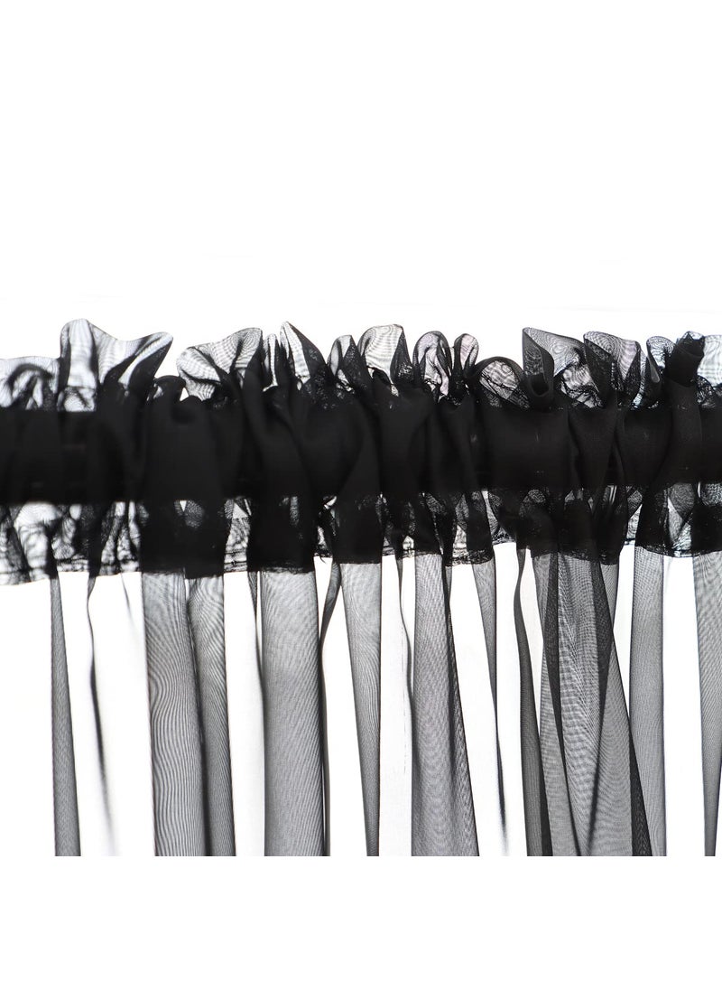 L&TEC Window Black Sheer Curtains 72 Inches Long 2 Panels Sheer Curtain Basic Rod Pocket Panel for Bedroom Children Living Room Yard Kitchen (Black  52"" W x 72"" L | 2 pcs)  - Image 5