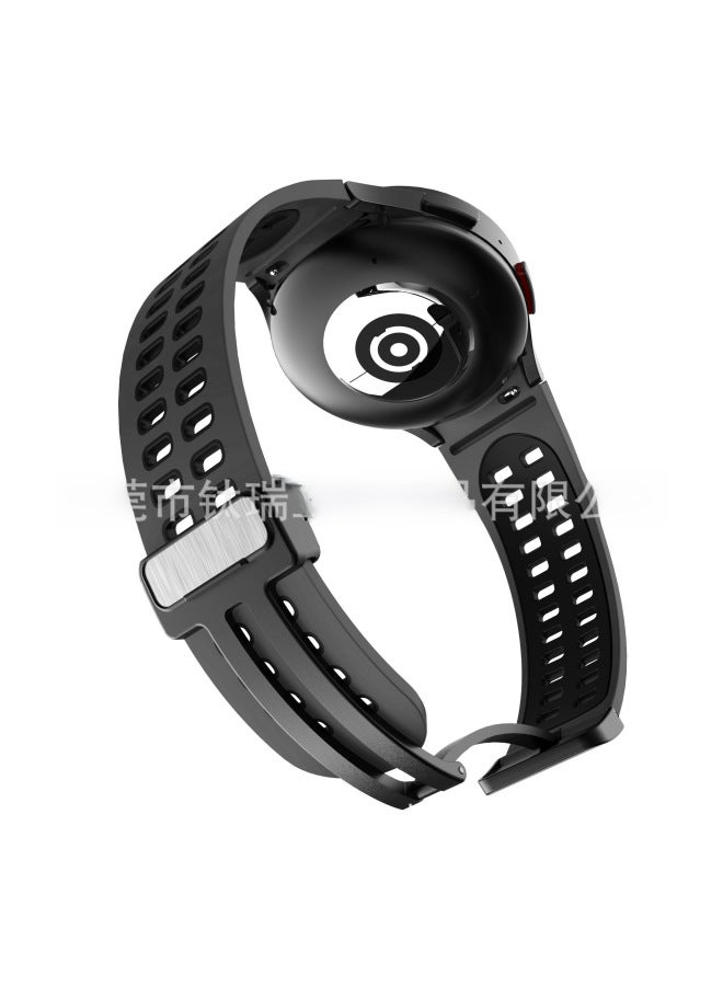 Neutral For Samsung Galaxy Watch6/5/4 Double Color Silicone Strap Watch5pro Magnetic Folding Buckle Universal - Image 5