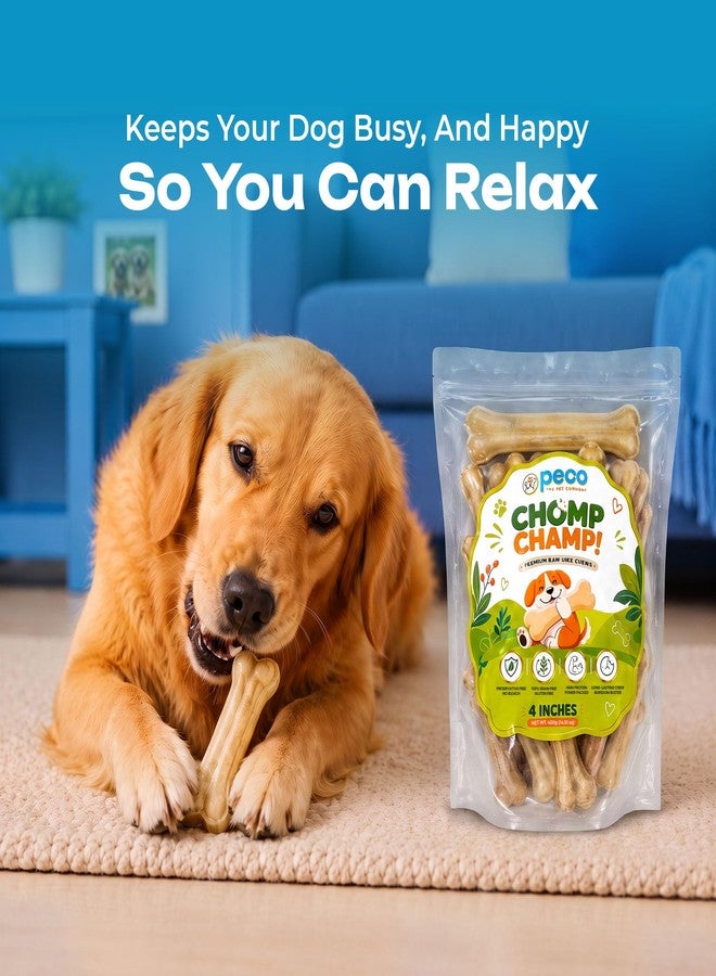 Peco Chomp Champ Premium Rawhide Dog Treats & Chew Bones for Dogs, 4 Inch, 400g Haddi Treat | Non-Bleached, Long-Lasting Dog Chew, High Protein & Low Fat, Natural Dental Chew for Small & Medium Breeds - Image 3