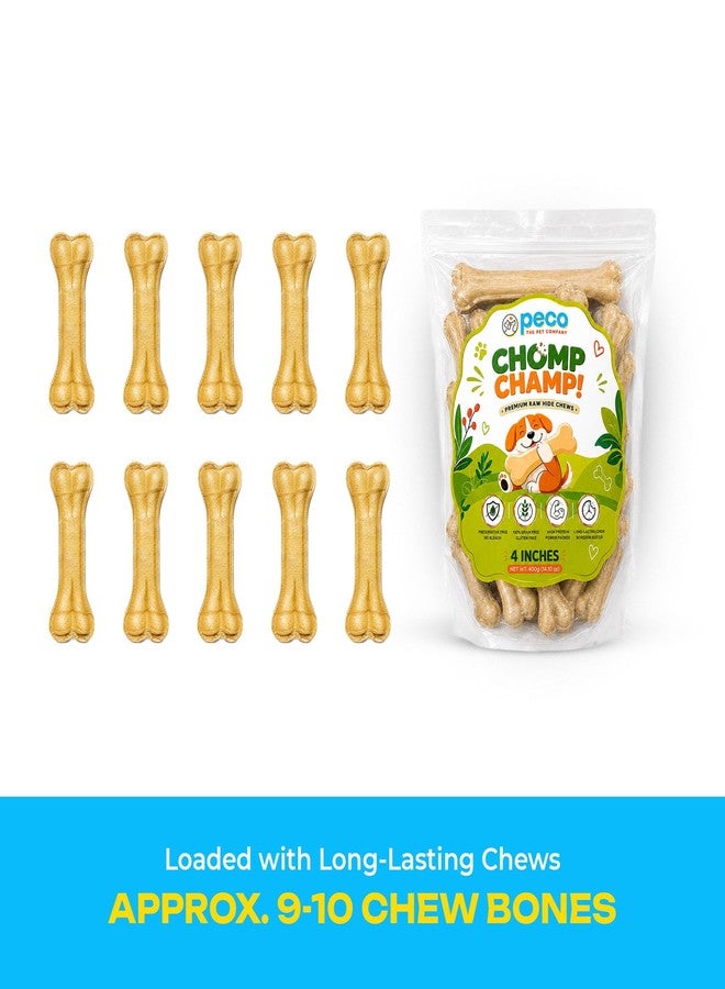 Peco Chomp Champ Premium Rawhide Dog Treats & Chew Bones for Dogs, 4 Inch, 400g Haddi Treat | Non-Bleached, Long-Lasting Dog Chew, High Protein & Low Fat, Natural Dental Chew for Small & Medium Breeds - Image 4