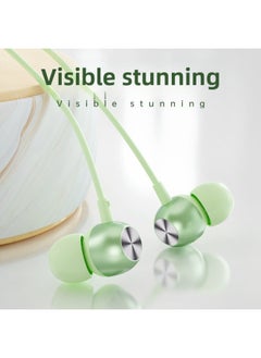 Generic Digital Decoding Audio Wired 3.5 Earphone Metal Inset Macaron Subwoofer Type Wholesale-Color:A5 Digital Flat Apple Green (bag)  - Image 2