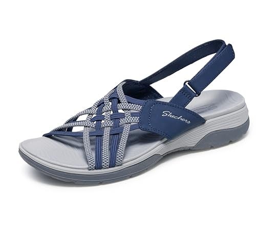 SKECHERS صندل رياضي خارجي للنساء من سكيشرز ARCHFIT REGGAE SPORT-HOMETOWN، أزرق/رمادي 11 M - Image 1