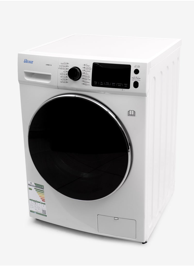 UGINE - Ugine Automatic Washing Machine, Front Load, 10 KG, 100% Thermal Drying, Inverter, Energy Saving, White - UWMC10W - Image 1