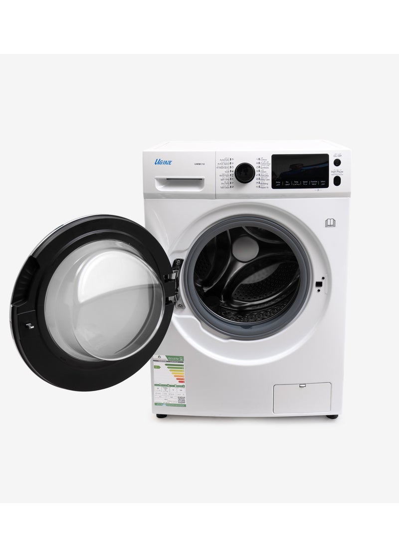 UGINE - Ugine Automatic Washing Machine, Front Load, 10 KG, 100% Thermal Drying, Inverter, Energy Saving, White - UWMC10W - Image 1