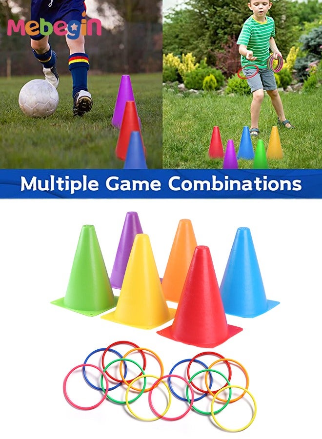 MEBEGIN 19PCS Ring Toss Target Game Plastic Cone Throwing Playset Indoor & Outdoor Games for Kids and Adult  - Image 3