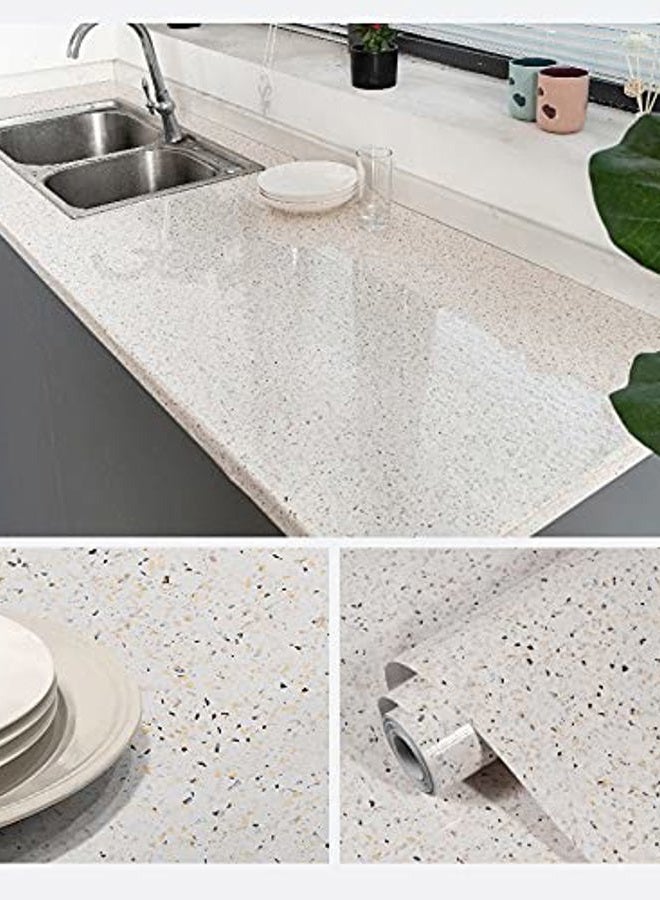 MelunMer Glossy Granite Paper for Countertops Marble Peel and Stick Wallpaper 15.7” ×118” Kitchen Marble Contact Paper Granite Self Adhesive Removable Wallpaper for Bathroom Waterproof Easy to Install & Clean - Image 2