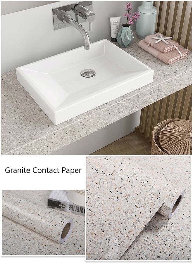 MelunMer Glossy Granite Paper for Countertops Marble Peel and Stick Wallpaper 15.7” ×118” Kitchen Marble Contact Paper Granite Self Adhesive Removable Wallpaper for Bathroom Waterproof Easy to Install & Clean - Image 3