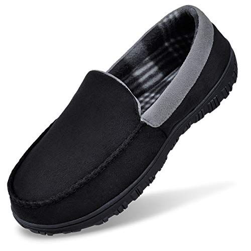 MIXIN Slippers for Men House Shoes Moccasin with Comfortable Memory Foam Indoor Outdoor black grey 10 - Image 1