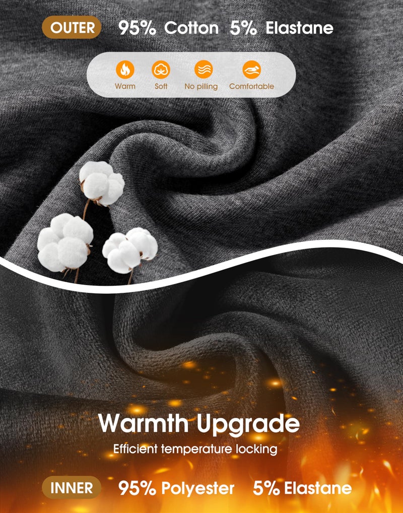 Soothfeel Men's Fleece Sweatpants Cotton Open Bottom Straight Leg Baggy Winter Warm Pants Sweatpants Charcoal M - Image 4