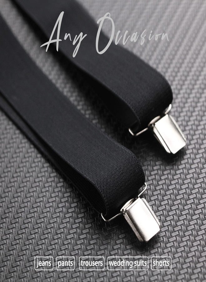 MASONEE Suspenders for Men Heavy Duty Mens Suspenders for Work Adjustable Men'Suspenders for Jeans Tuxedo Dress, Black_01, 1.4inch_wide - Image 5