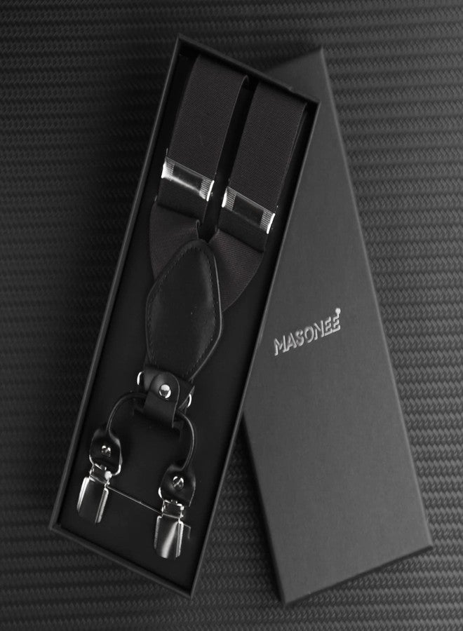 MASONEE Suspenders for Men Heavy Duty Mens Suspenders for Work Adjustable Men'Suspenders for Jeans Tuxedo Dress, Black_01, 1.4inch_wide - Image 2