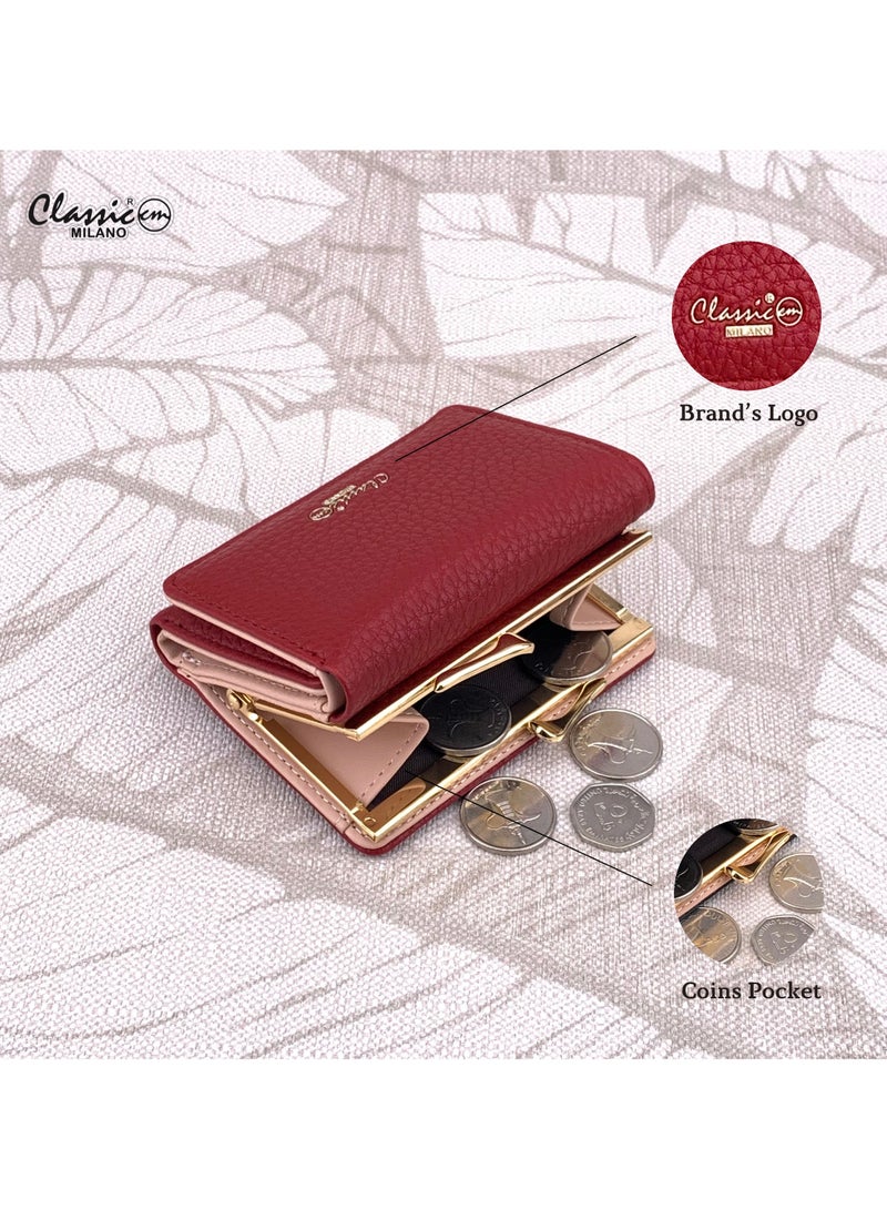 كلاسيك ميلانو - محفظة نسائية أنيقة من الجلد الصناعي مع حافظة بطاقات | محفظة عملات معدنية للنساء | محفظة نسائية نحيفة للاستخدام اليومي والسفر والهدايا - Image 4