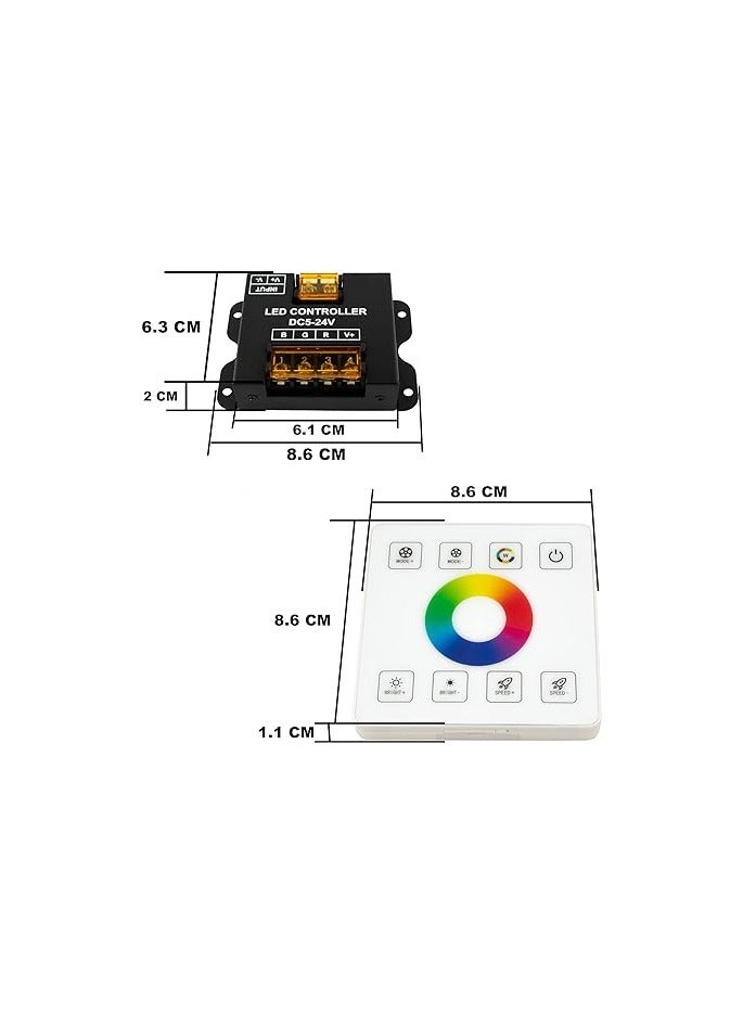 Touch Screen RF Remote Controller, 5 to 24V 25A with RGB LED Light - Image 3