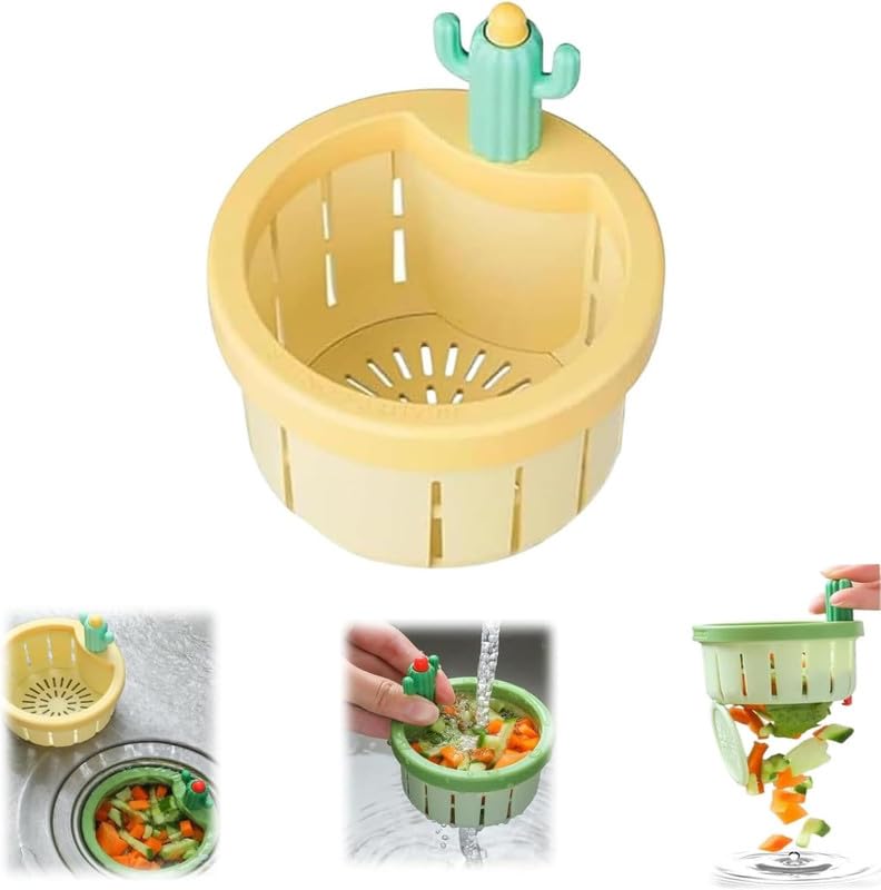 Fayby Kitchen Sink Drain Strainer Creative Cactus Sink Drain Strainer Removable Sink Drain Strainer with Openable Bottom Universal Sink Drain Strainer Prevents Clogging 1Psc - Image 3