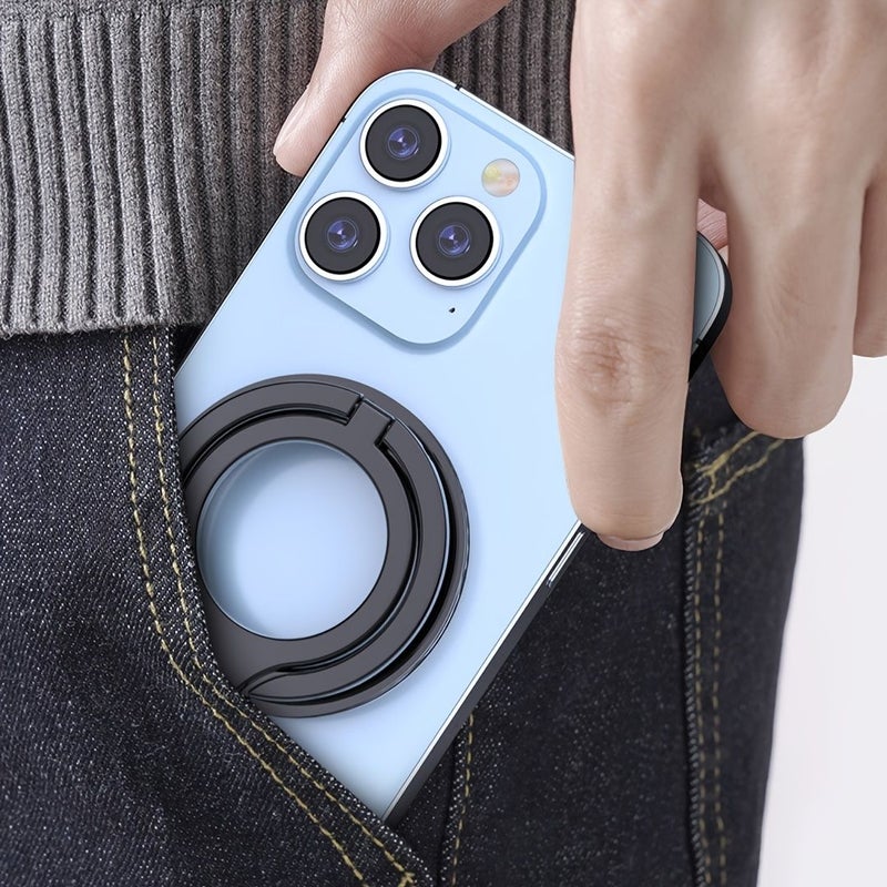 360 Degree Rotating Magnetic Car Phone Holder Foldable Portable Dashboard Stick Universal Car Holder For Smooth Surface Black - Image 5