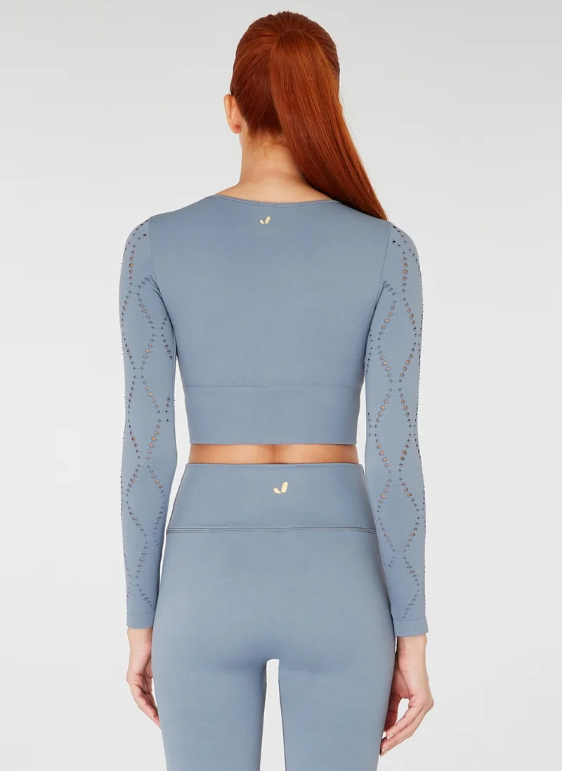 جيرف Naples Sustainable Production & Firming Long Sleeve Crop Top Stone Women