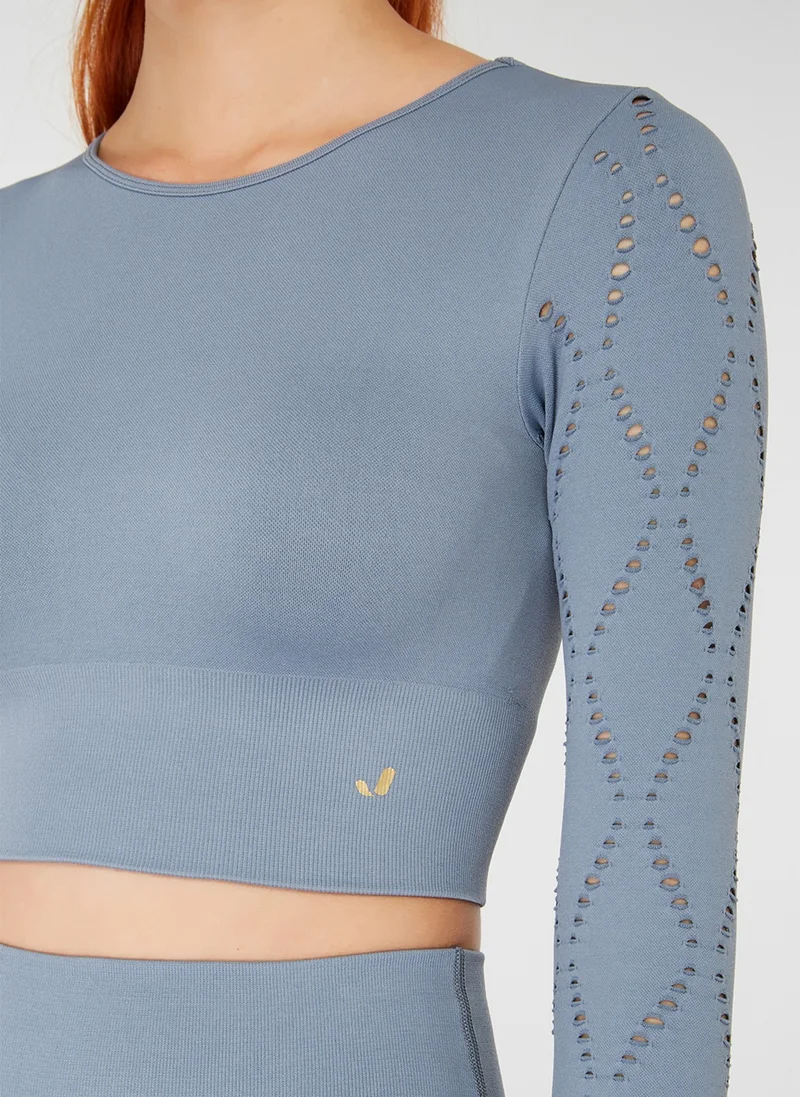 جيرف Naples Sustainable Production & Firming Long Sleeve Crop Top Stone Women