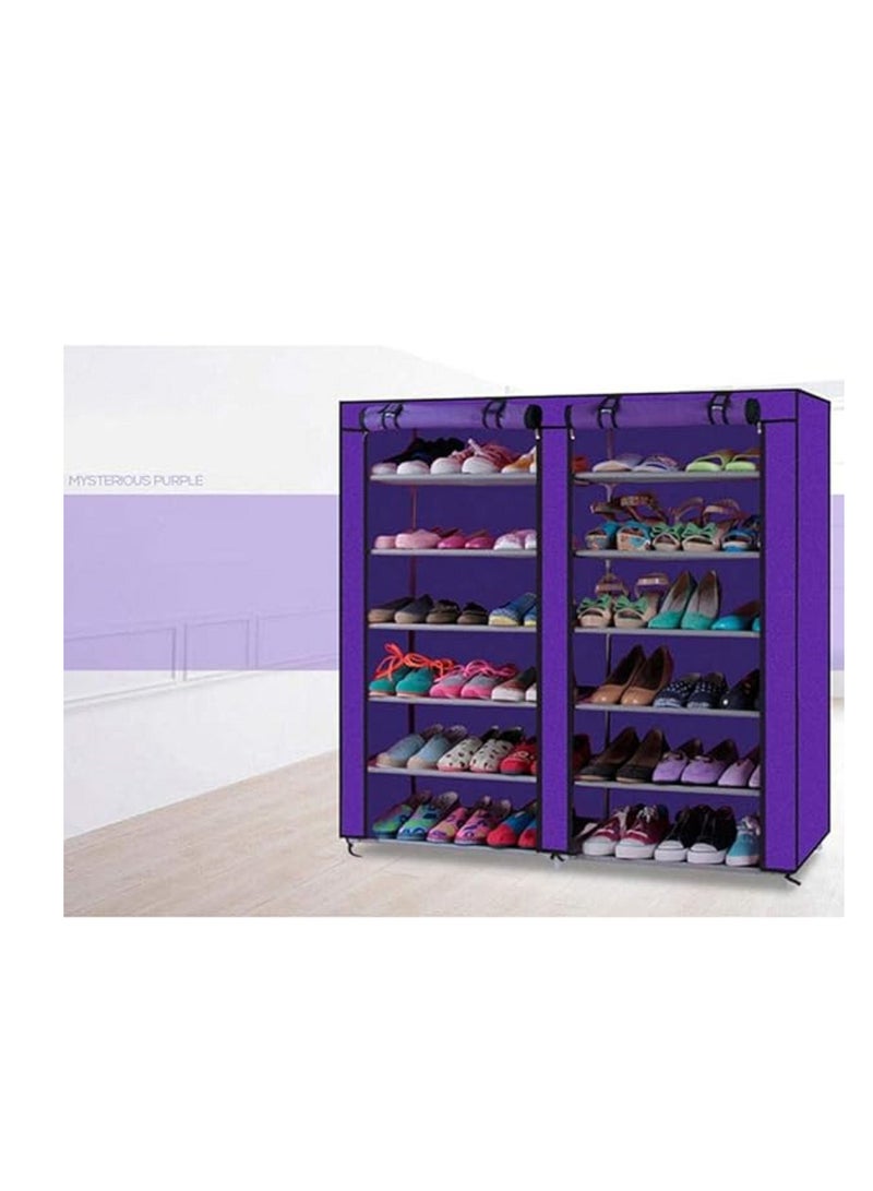 12-Layer Rectangle Shoe Rack  purple  120x30x118cm - Image 1