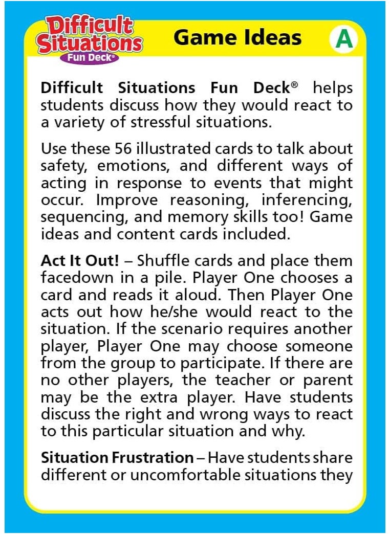 Super Duper Publications Super Duper Publications | Difficult Situations Fun Deck | Social Skills and Safety Flash Cards | Educational Learning Materials for Children  - Image 4