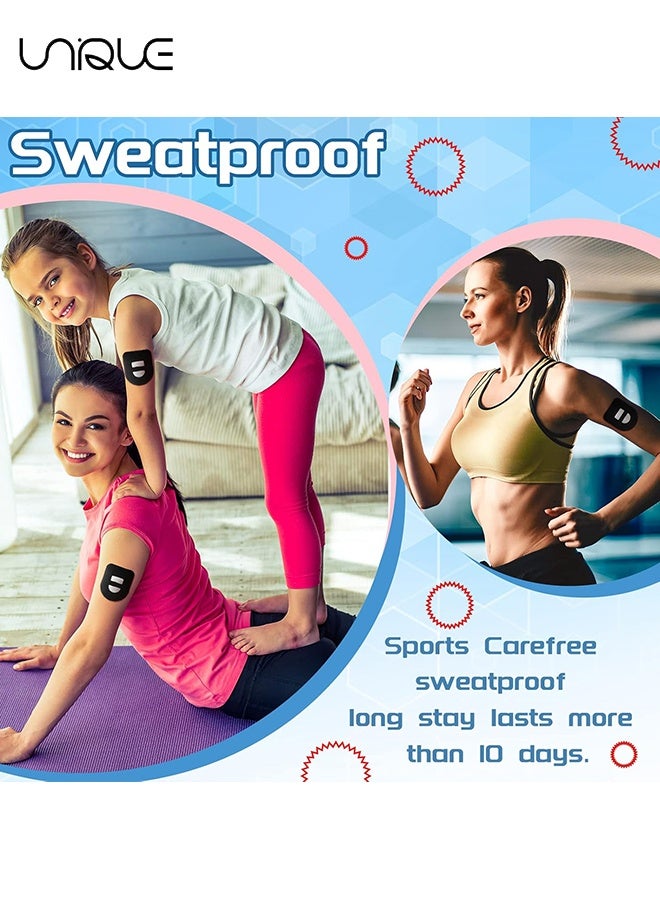 يونيك 25 قطعة رقع لاصقة لجهاز Omnipod 5، رقع لاصقة مقاومة للماء مع حزام مطاطي، قابلة للتنفس، رقع لاصقة - أسود - Image 5