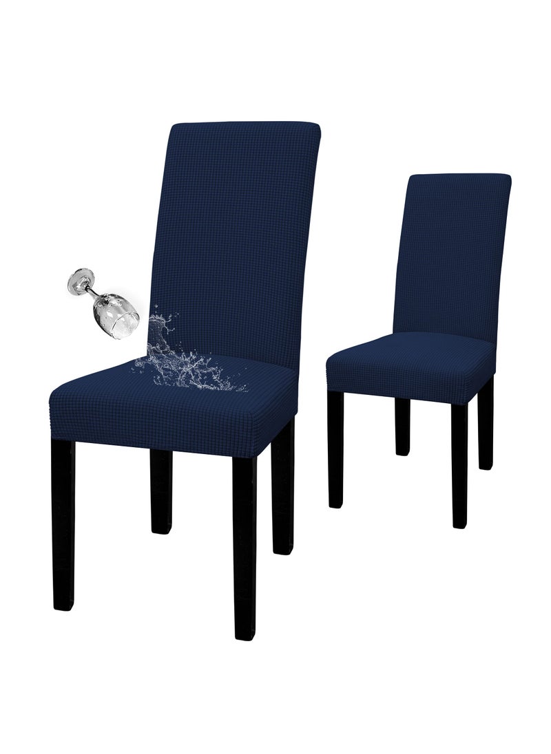 Easy-Going EasyGoing 100 Waterproof Dining Room Chair Cover Set of 2 Stretch Jacquard Parson Chair Slipcover Removable Washable Chair Protector for Home Restaurant Banquet Large Navy 