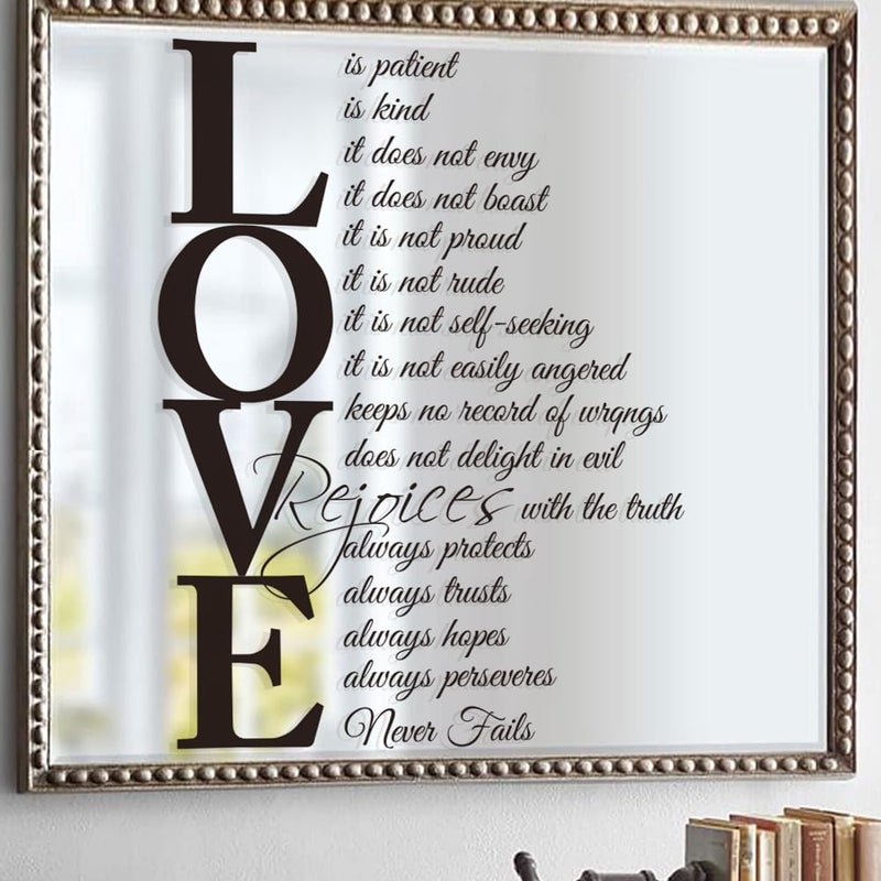 FlyWallD Living Room Wall Decals Decor Quotes Sayings Inspirational Vinyl Wall Art Stickers,Love is Patient Love is Kind - Image 3