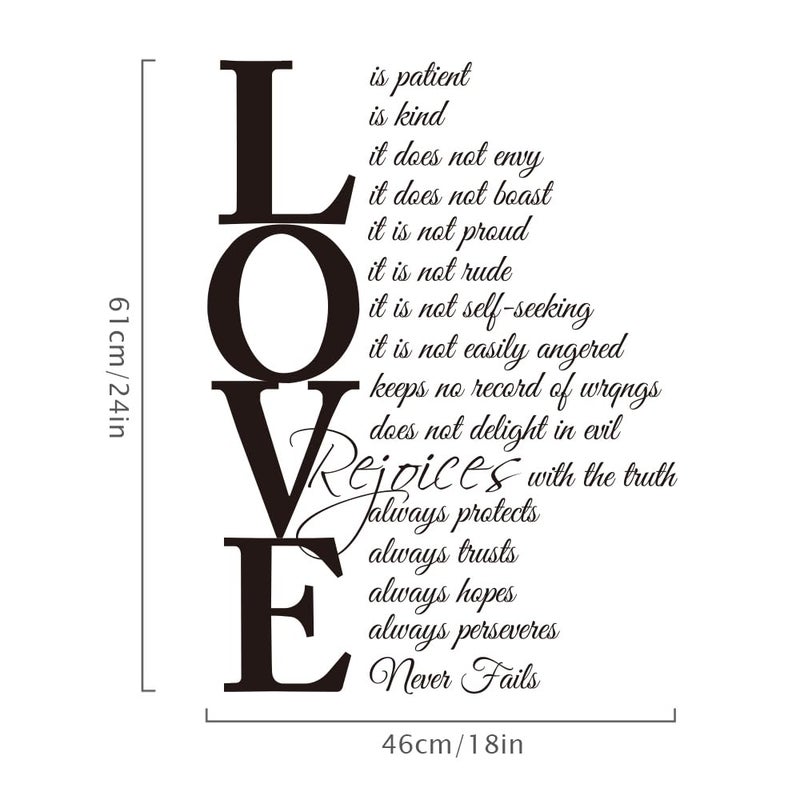 FlyWallD Living Room Wall Decals Decor Quotes Sayings Inspirational Vinyl Wall Art Stickers,Love is Patient Love is Kind - Image 4