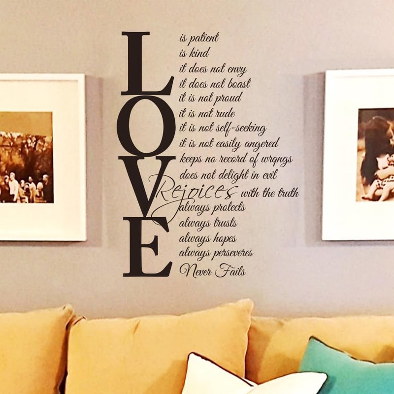 FlyWallD Living Room Wall Decals Decor Quotes Sayings Inspirational Vinyl Wall Art Stickers,Love is Patient Love is Kind - Image 2