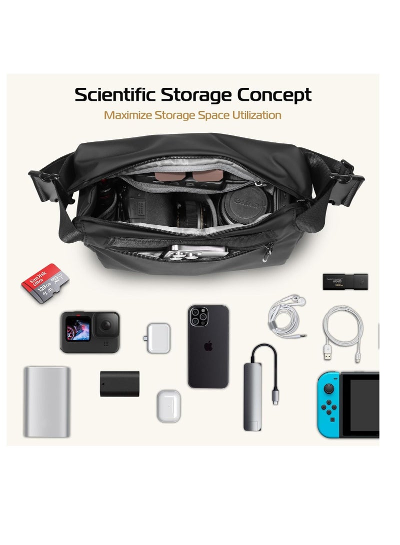 ULANZI Versatile Camera Sling & Shoulder Bag (6L) – Spacious Crossbody DSLR Travel Bag for Photography, Fits Sony, Canon & Mirrorless Cameras – Stylish, Lightweight & Portable (Black) - Image 3