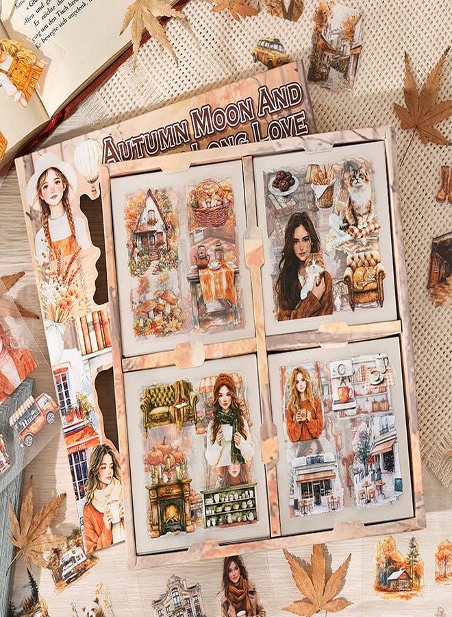 SAMVARDHAN Seasonal Aesthetic Girl Seasons Sticker Set - 100 Pcs Decorative Scrapbooking Stickers for Journaling, Planners, DIY Crafts & Art Projects (Autumn Moon and Long Love) - Image 4