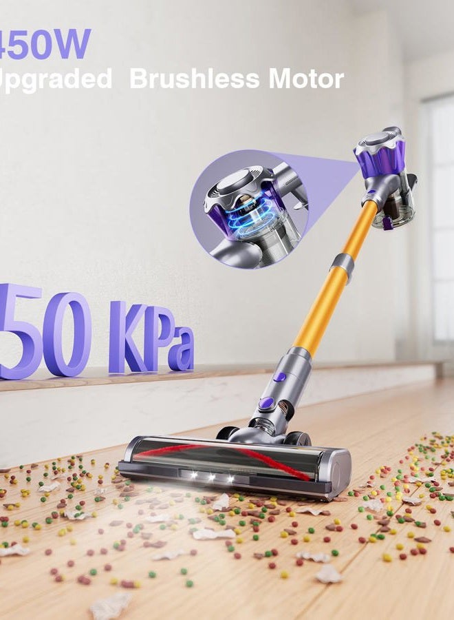 MBYULO Cordless Vacuum Cleaner, 450W 40Kpa Powerful Stick Vacuum, Up to 50Mins Rechargeable Battery, Vacuum Cleaners for Home Anti-Tangled Lightweight Handheld for Hardwood Floor, Carpets, Pet Hair - Image 2