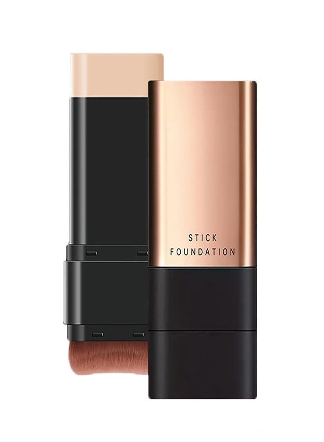 Dkriva® Makeup Foudation Stick with Brush, 2 in 1 Double Head Foundation Make-Up, Hydrating Lightweight, Flawless Eraser Foundation, Waterproof Skin Repair Stick (Natural) (1Pcs) - Image 1
