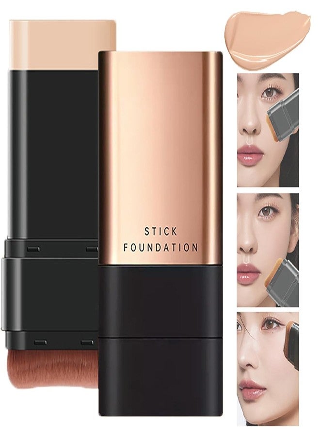 Dkriva® Makeup Foudation Stick with Brush, 2 in 1 Double Head Foundation Make-Up, Hydrating Lightweight, Flawless Eraser Foundation, Waterproof Skin Repair Stick (Natural) (1Pcs) - Image 2