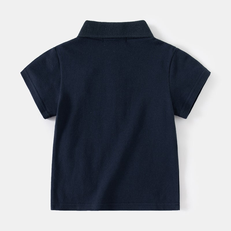 Lapel Printed Summer Kidsren'S Short-Sleeved Casual Outdoor Cartoon Lion Polo Shirt Pique Cotton Boys Polo Shirt - Image 4