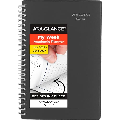 AT-A-GLANCE Planner 2026-2027 Weekly & Monthly Academic 12-Month July-June, 5" x 8", DayMinder, Charcoal (AYC20045) - Image 1