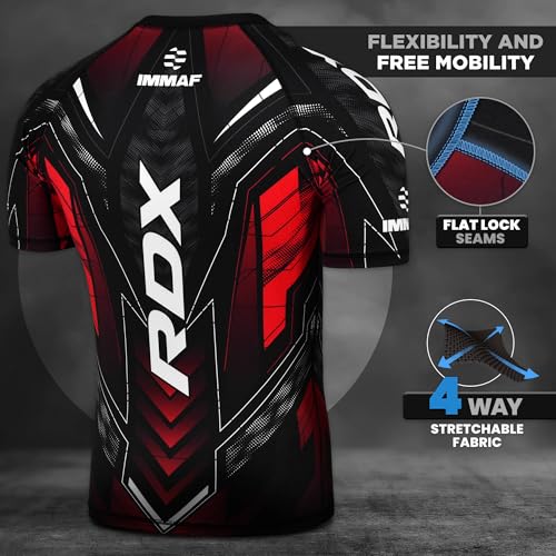 RDX IMMAF Approved Half Sleeves Compression T-Shirt Flexible Men Shirt for Competition Level and Training Sessions Red - Image 4