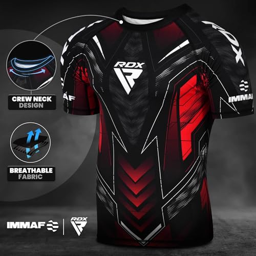 RDX IMMAF Approved Half Sleeves Compression T-Shirt Flexible Men Shirt for Competition Level and Training Sessions Red - Image 2