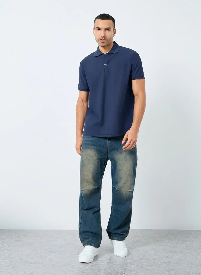 Styli Styli Men Regular Fit Polo with Side Button Detail