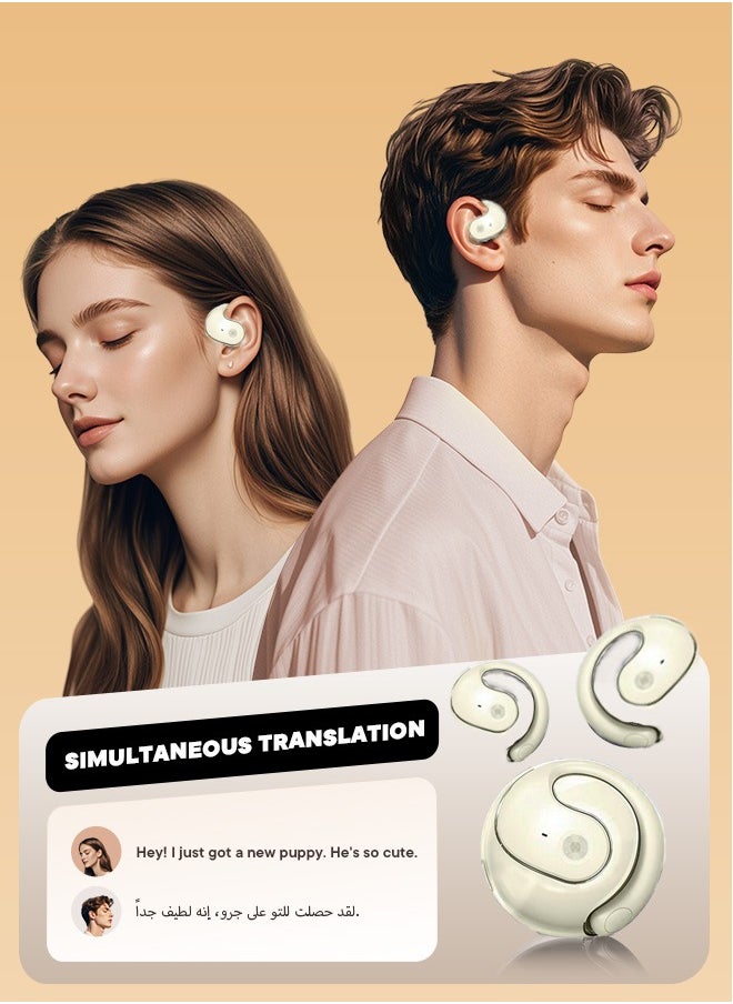 Generic - AI Translation Support Bluetooth Headphones PRO - High-Quality Wireless Earbuds - Compatible with iPhone, Android, and Computers - White - Image 1