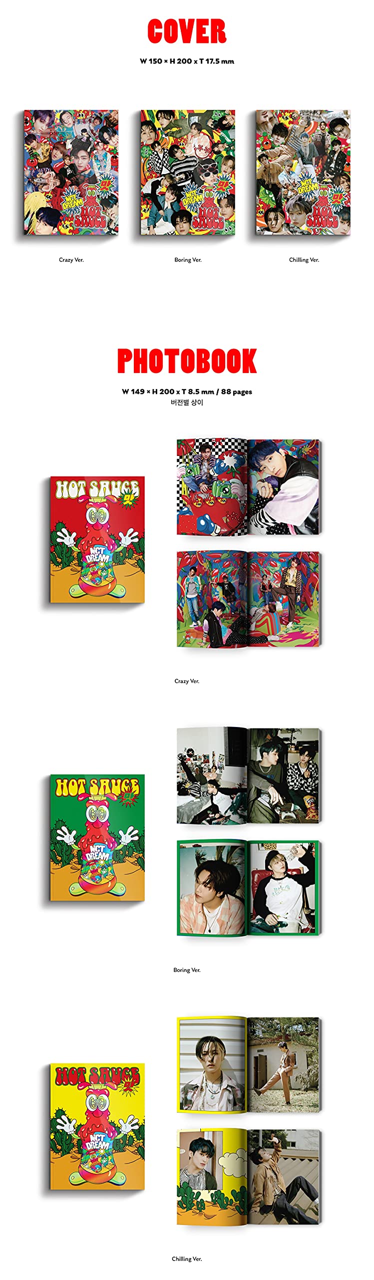 NCT Dream - Hot Sauce [Photobook Chilling ver.] (The 1st Album) [Pre Order] CD+Photobook+Folded Poster+Others with Tracking, Extra Decorative Stickers, Photocards - Image 3