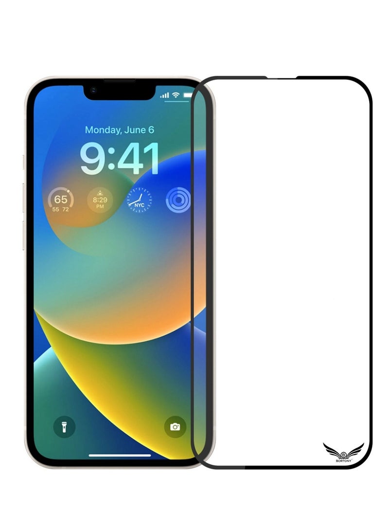BORTONY iPhone 14/13/13 Pro 9H Hardness Tempered Glass Screen Protector Bubble Free Ultra HD Case Friendly Full Coverage For Apple iPhone 14/13/13 Pro 6.1" - Image 1