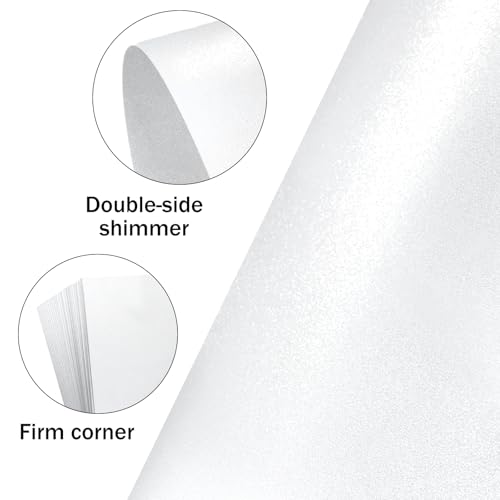 Goefun White Shimmer Cardstock 12x12, Goefun Shimmer Cardstock Printer Paper 80 lb Metallic Paper Pearl Card Stock for Cricut, Invitations and Card Making, 100 Pack - Image 3